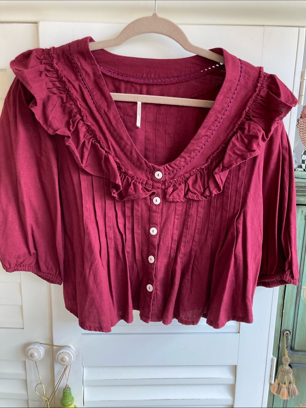 Free People Ruffled Button-Front Top